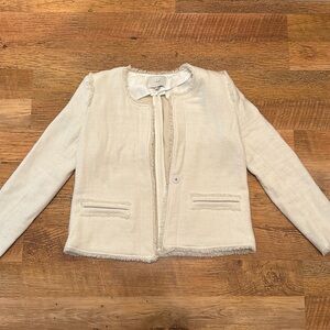 IRO White Frayed Tailored Fitted Career Wear Blazer A19